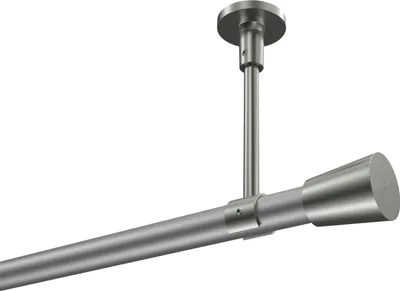 Produktbild von Interdeco Gardinenstange / Vorhangstange Silbergrau / Edelstahl-Optik, Typ Sonette Sitra (Konus) ohne Ringe, Deckenmontage, 20 mm Ø 1-läufig, 600 cm