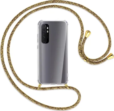 Produktbild von Handykette Backcover-Schutzhülle mit Band (Metall goldfarben) für Xiaomi Mi Note 10 Lite - braun+beige