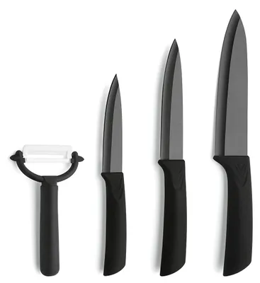 Keramik-Messerset 4-tlg. Kochmesser, Universalmesser, Stechmesser, Sparschäler