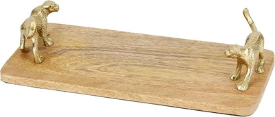 Productafbeelding van Serveerplank Mangohout - Houten Bord - Delen van Gerechten - Luipaard Handvatten - 32 x 15 cm - Natuurlijk