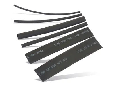 Zdjęcie produktu dla Rurka termokurczliwa 100 mm, zestaw 100 sztuk, 1,5 mm – 13 mm, oszczędzająca miejsce torebka CZARNA