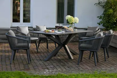 Produktbild von Gartenmöbelset Diningsessel Cadiz mit Tisch Almeria 200 x 90 cm