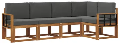 Produktbild von vidaXL Outdoor-Sofagarnitur mit Kissen 5 pcs Natur und Anthrazit