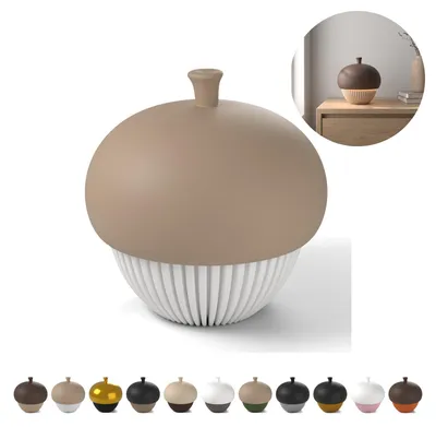 Zdjęcie produktu dla Lampion na tealight LED Żołądź ok. 11,6 cm, z pokrywą, PLA – Biały
