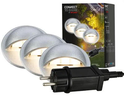 Image de CONNECT TO SHINE Kit de d marrage teck avec lot de 3 spots LED encastrables au sol, IP65