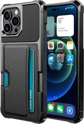 Produktbild von INF Schwarze Kartenhalter Stoßfeste Handyhülle für iPhone 15 iPhone 15
