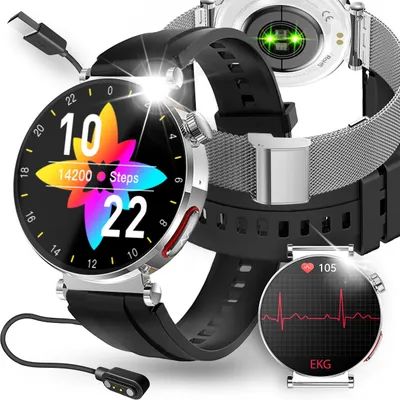 Zdjęcie produktu dla Smartwatch Damski Kardiowatch Pomiar Cukru Ekg Hrv Rozmowy Menu Pl Srebrny