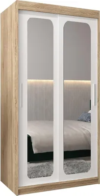 Produktbild von MEBLE KRYSPOL Promo 3100 Schlafzimmerschrank zwei Schiebetüren - Sonoma + Mattweiß