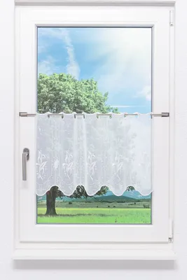 Produktbild von Scheibengardine Exotisch  (Bx H) 64cm * 40cm Weiß/weiß