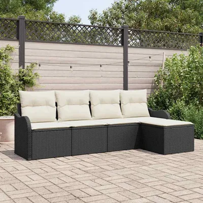 Image de Maison Exclusive - Ensemble de canapé de jardin Noir polyrotin