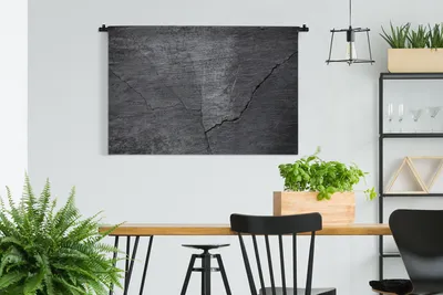Produktbild von MuchoWow® Wandteppich Wandbehang Beton - Schwarz - Riss 120x80 cm Tapisserie Dekoration Wandtuch - Wanddekorationen - Wandtücher