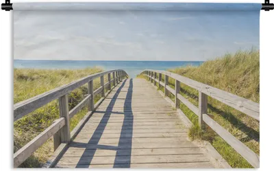 Produktbild von MuchoWow® Wandteppich Wandbehang Strand - Weg - Europa 120x80 cm Tapisserie Dekoration Wandtuch - Wanddekorationen - Wandtücher