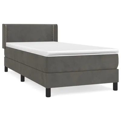 Immagine prodotto di vidaXL Letto a molle con materasso grigio scuro 90x190 cm in velluto