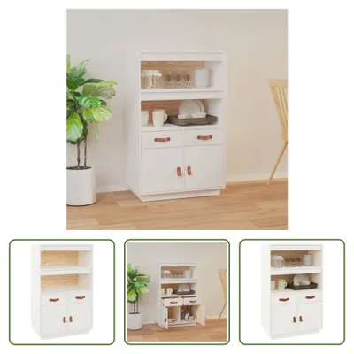 Obrázok produktu pre The Living Store Vysoká doska biela 67x40x108,5 cm z masívneho borovicového dreva
