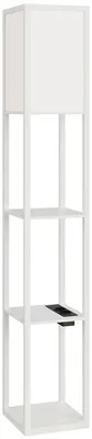 Immagine prodotto di Lampada da Terra 26x26x160 cm Struttura con Ripiani Luce Regolabile Interruttore a Pedale e Porte USB in MDF Bianco