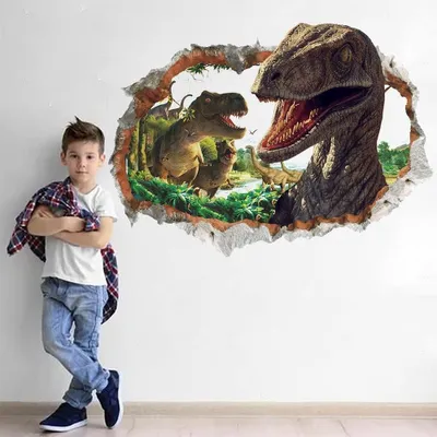 Image de Solidchoice - Autocollants muraux en 3D sur le thème des dinosaures, pour chambres d'enfants et salles de jeux