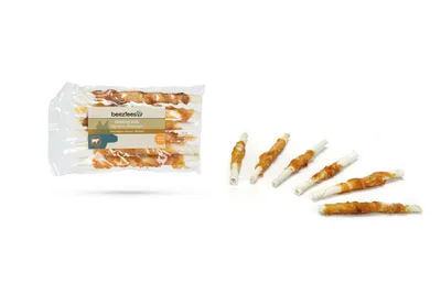 Image de Bâtonnets à mâcher au poulet Friandise pour chien Beeztees Contenu 6 pièces