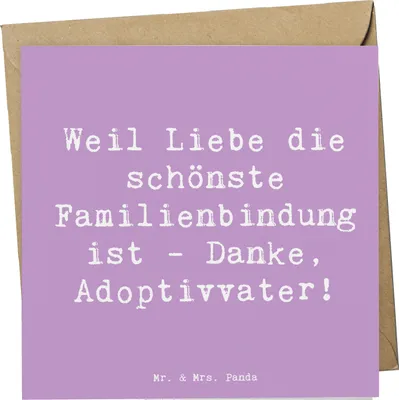 Produktbild von Mr. & Mrs. Panda Grußkarte Spruch Danke Adoptivvater - Lavendeltraum - Geschenk, handgemacht, Familie, Weihnachten, doppelkarte, Vaterschaft, Klappkarte, faltkarte