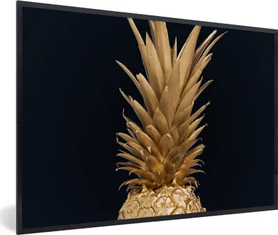Produktbild von MuchoWow® Gerahmtes Poster Ananas - Gold - Farbe - Schwarz - Obst - Luxus 60x40 cm - Poster mit Schwarzem Bilderrahmen Wandposter Rahmen Foto Bilder - Printing - Wanddeko Schlafzimmer