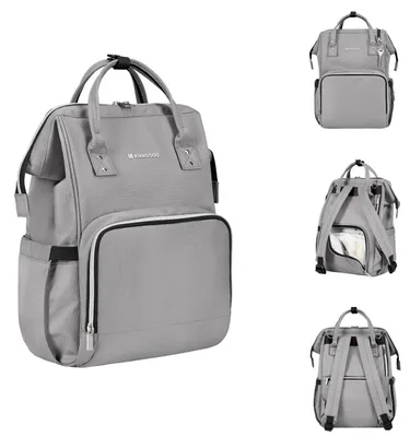 Produktbild von Kikkaboo Wickeltasche Siena, Rucksack, Wickelunterlage, Grifflänge einstellbar grau hellgrau