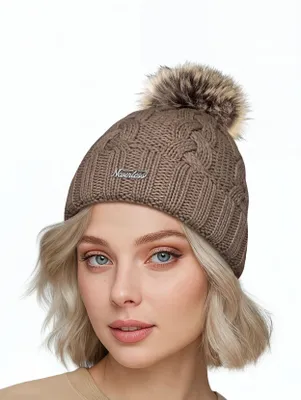 Produktbild von Damen Strickmütze Zopfmuster Fleccefutter Bommelmütze Pudelmütze Wintermütze Accessoires Herbst Winter Model 2213 Neverless®