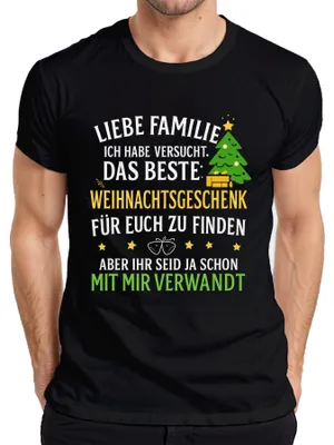 Produktbild von Liebe Familie bestes Weihnachtsgeschenk lustig verwandt Spruch Herren T-Shirt, Schwarz, XXL