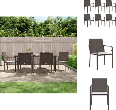 Image de vidaXL Chaises de jardin avec coussins 6 pcs. Marron 56x59x84 cm Poly Rotin - Chaises de jardin