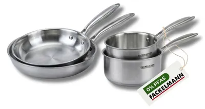 Image de Batterie de cuisine avec 2 poêles 20/26 cm et 2 casseroles 14/18 cm sans PFAS Fackelmann Vita3, Image générée par une IA