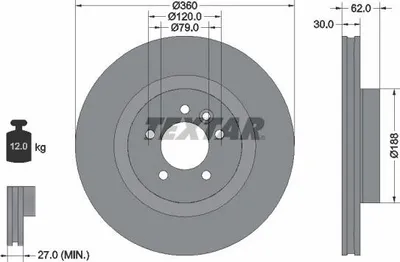Produktbild von 2x TEXTAR Bremsscheibe 92162005 für LAND ROVER Range Rover Sport (L320) 62mm