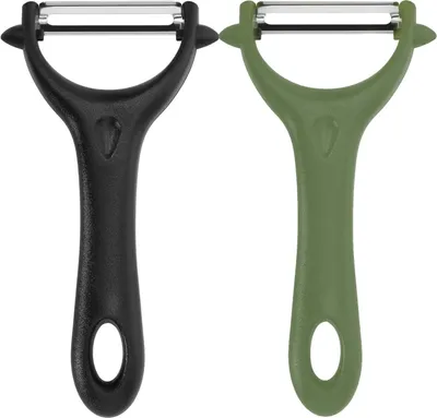 Produktbild von 2 Stück Sparschäler, 14,5×7,5cm Schäler Gemüse Universalschäler Edelstahl Kartoffelschäler Spargelschäler für Gemüse Obst(Schwarz&Grün)