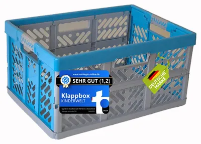 Produktbild von KiNDERWELT Robuste Profi - Klappbox 45 L bis 50 kg - Faltbox, Kiste, Korb zur Aufbewahrung, Transport - blau