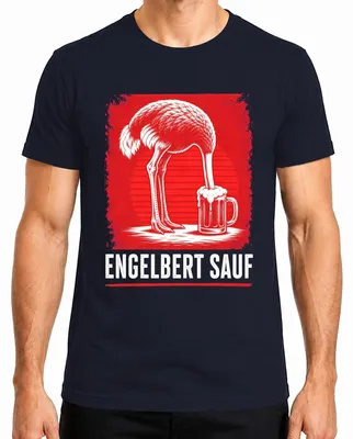Imagen del producto de Camiseta para hombre, marca Engelbert Strauss, diseño "Sauf Strauss Vogel Bier Handwerker Malle Party", color azul marino, talla S