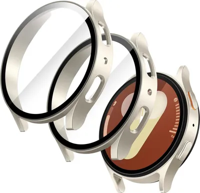 Image de Housse avec film de protection pour Samsung Galaxy Watch 7 40mm Crème 2 pièces