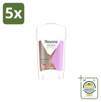 Image de 5 x Déodorant anti-transpirant Rexona Women Maximum Protection Confidence, format stick, 45 ml - Pack de 5