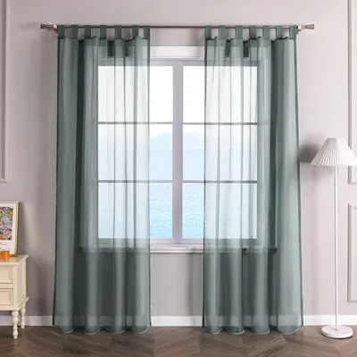 Voile-Vorhang mit Schlaufen, Grau, 140x145 cm, 1 Stück