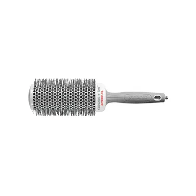 Olivia Garden Expert Blowout Speed kefa na sušenie a tvarovanie vlasov s vlnitými štetinami biela/sivá, 55 mm