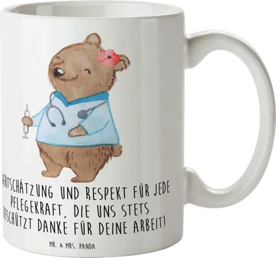 Produktbild von Mr. & Mrs. Panda Kaffeetasse Pflegekraft Wertschätzung - Weiß - Geschenk, Pflegepersonal, Trinkbecher, Tasse, Danke sagen, Helden des Alltags, Kaffeepott, Pflegekräfte