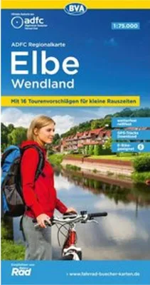 Immagine prodotto di Mappa regionale ADFC Elbe-Wendland, scala 1:75.000, con suggerimenti per escursioni giornaliere, resistente a strappi e alle intemperie, adatta per e-bike, possibilità di scaricare i percorsi GPS