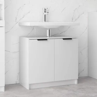 Produktbild von vidaXL Badschrank Hochglanz-Weiß 64,5x33,5x59 cm Holzwerkstoff