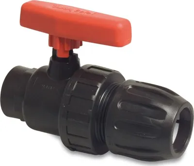 Produktbild von Mega Kugelhahn mit Klemmverbinder 50 mm x Innengewinde 1 1/2 Zoll PP schwarz, Typ Safe 501