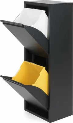 Produktbild von Recycling Papierkorb Jobgar 92 x 35 x 25 cm Schwarz Metall 2 Schubladen