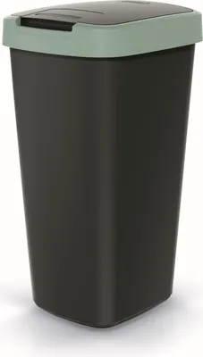 Image de Keden Compacta Q Poubelle avec couvercle basculant et rabattable 25L plastique tri sélectif Poubelle recyclable - noir avec cadre vert
