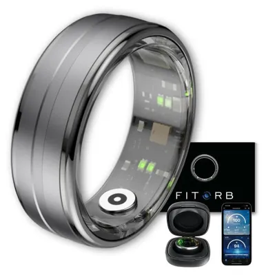 Image de Fitorb Smart Ring Pro - Gris Saturne, taille 6. Bague de fitness et de santé, suivi du sommeil et de l'activité physique. Température, stress, pas