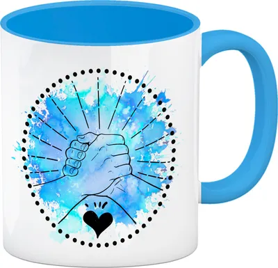 Produktbild von Freundschaft Kaffeebecher Hellblau in blau mit tollem Spruch