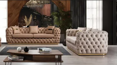 Immagine prodotto di Set imbottito Set di divani 3+3 posti Chesterfield Set di divani in pelle