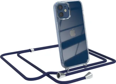 Produktbild von EAZY CASE Handykette kompatibel mit Apple iPhone 12 Mini, Handyhülle mit Umhängeband, Handykordel, Schutzhülle Clear, Band in Blau