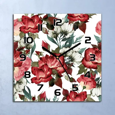 Produktbild von Wanduhr Echt-Glas-Küchenuhr Aquarell Romantisch Quarz 30x30 Deko Bilder