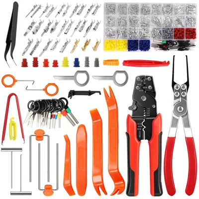 Image de Ensemble de 814 pièces comprenant une pince à sertir et des outils de démontage