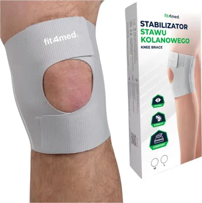 Zdjęcie produktu dla FIT4MED | Stabilizator kolana - Jasnoszary - Rozmiar L - Obwód powyżej kolana 47-56 cm - Elastyczna ochrona kolana