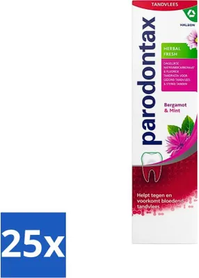 Produktbild von Parodontax - Zahnpasta - Kräuterfrische - Bergamotte & Minze - 75 ml - Vorteilspack - 25 Stücke